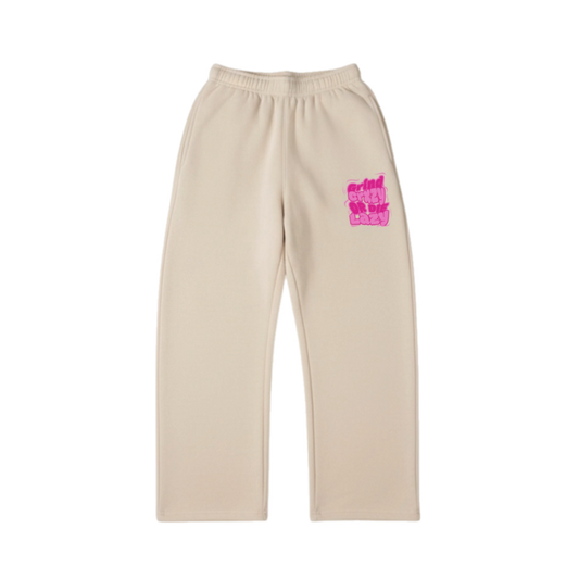 GrindCrxzy - Tan “GCDL PINK&PINK " Flared Joggers