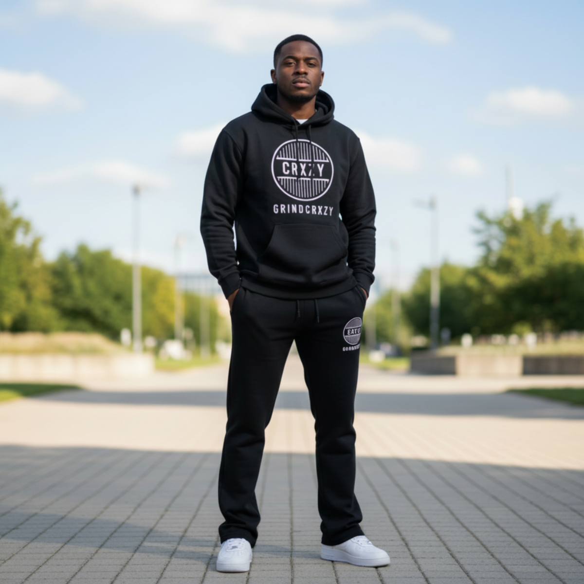 GrindCrxzy - Black "White Bridge" Flared Set