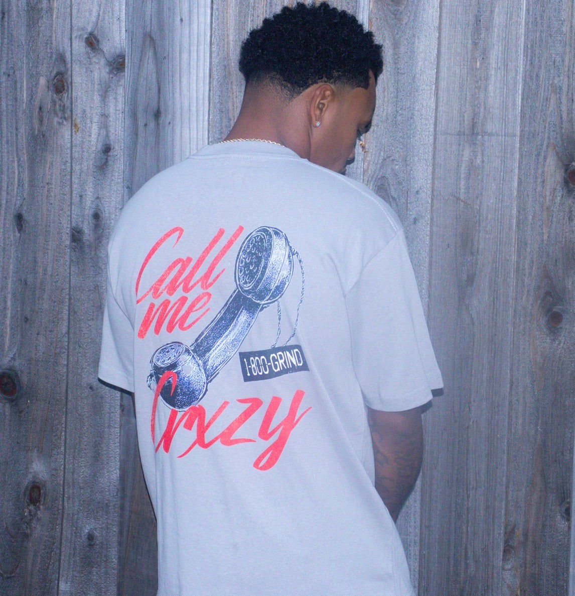 GrindCrxzy - Stone Grey "Call Me Crxzy" Tee