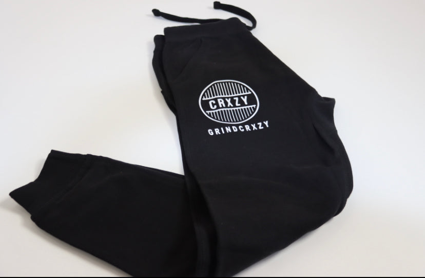 GrindCrxzy - Black "White Bridge" Joggers