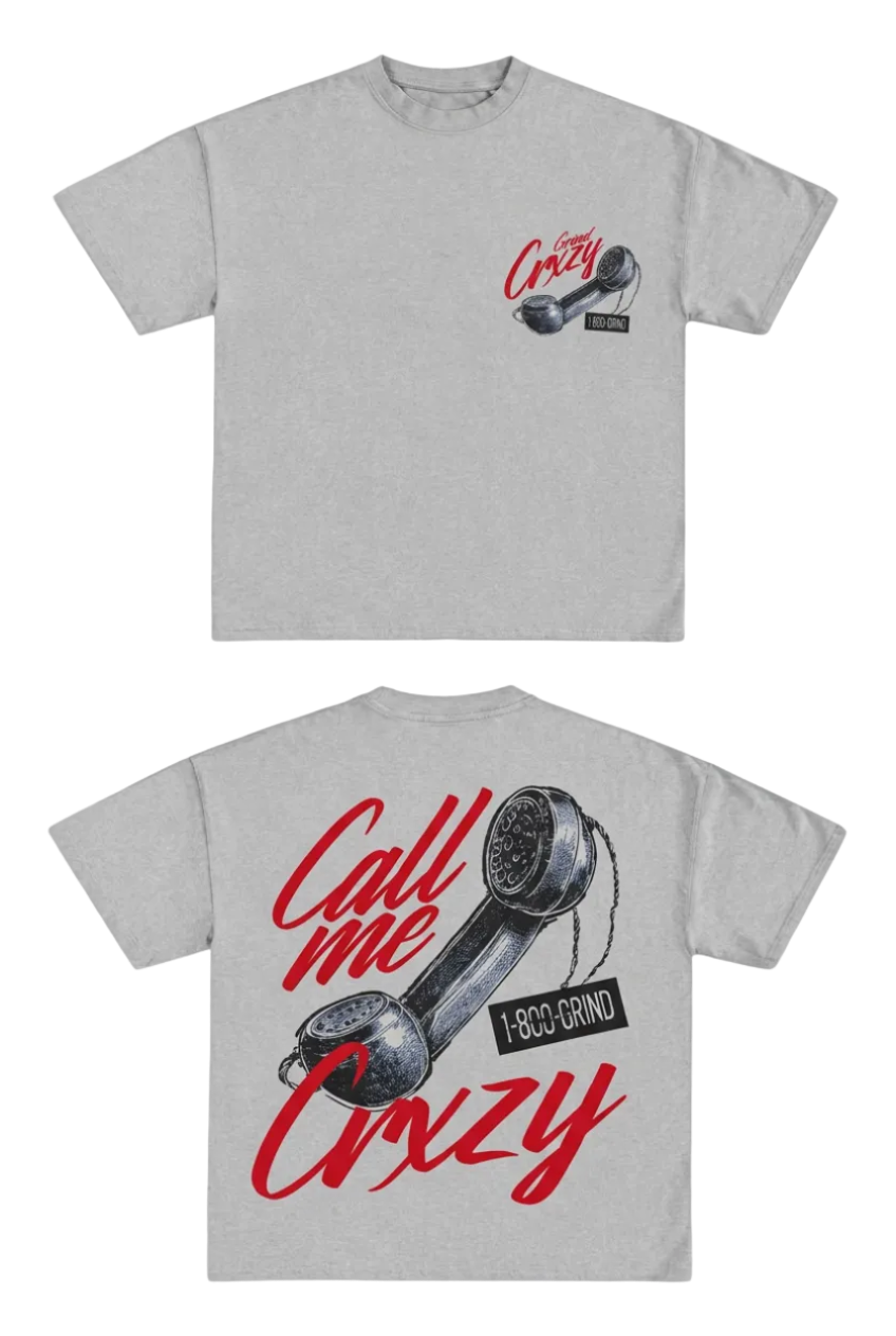 GrindCrxzy - Stone Grey "Call Me Crxzy" Tee