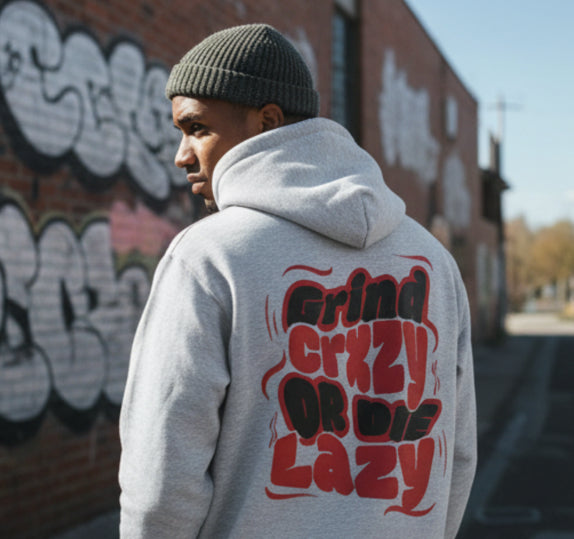 GrindCrxzy - Grey “GCDL BLK&RED" Hoodie