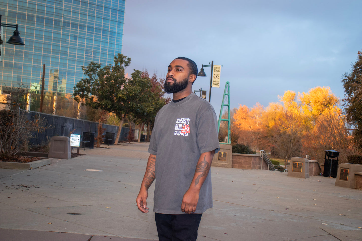 GrindCrxzy - Space Grey "Adversity Builds Character" Tee