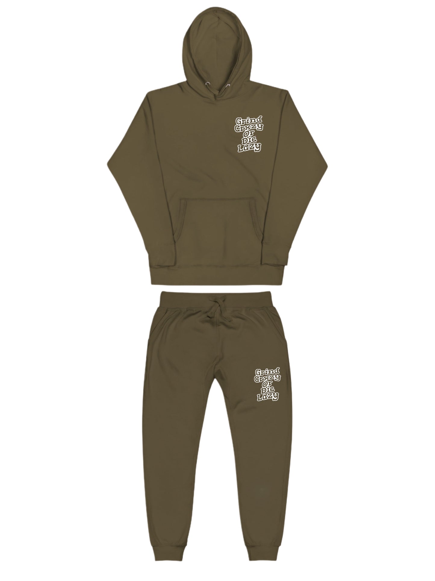 GrindCrxzy - Olive and White "GCDL Outline" Set